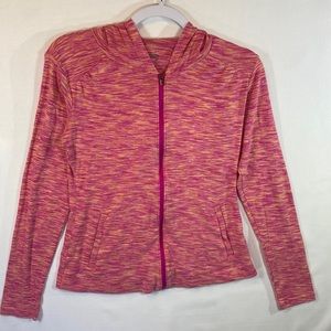 Columbia full zip hoodie women’s small pink & orange space dye sporty EUC